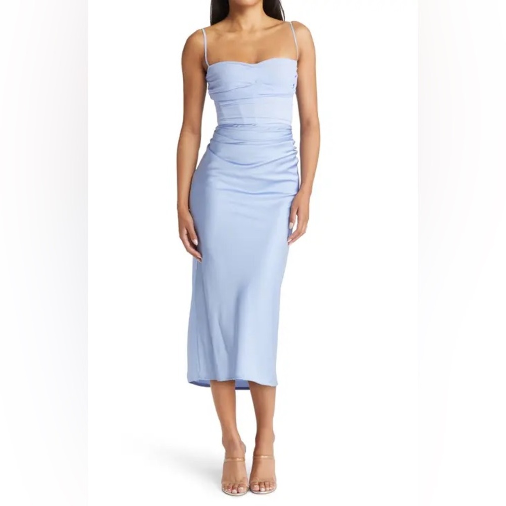 House of CB Teia Midi Corset Dress Sky Blue